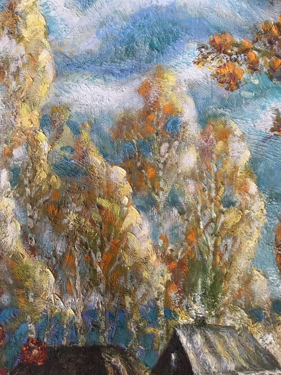 Autumn in Sednjev, Original oil Painting, Handmade, Ready to Hang For Sale 4