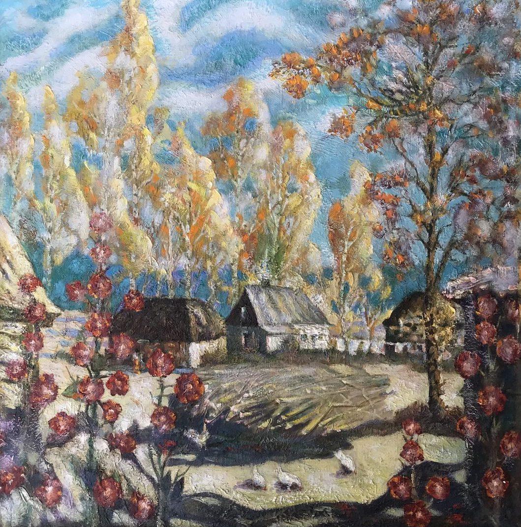 Ivan Shapoval Landscape Painting - Autumn in Sednjev, Original oil Painting, Handmade, Ready to Hang