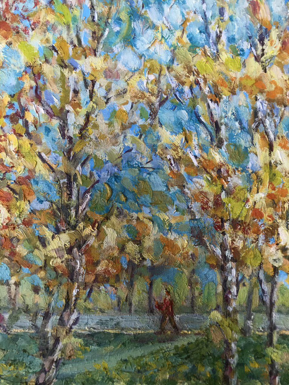 Autumn in the Park, Original oil Painting, Ready to Hang 4