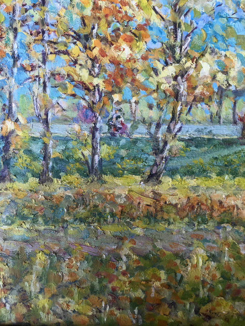 Autumn in the Park, Original oil Painting, Ready to Hang 5