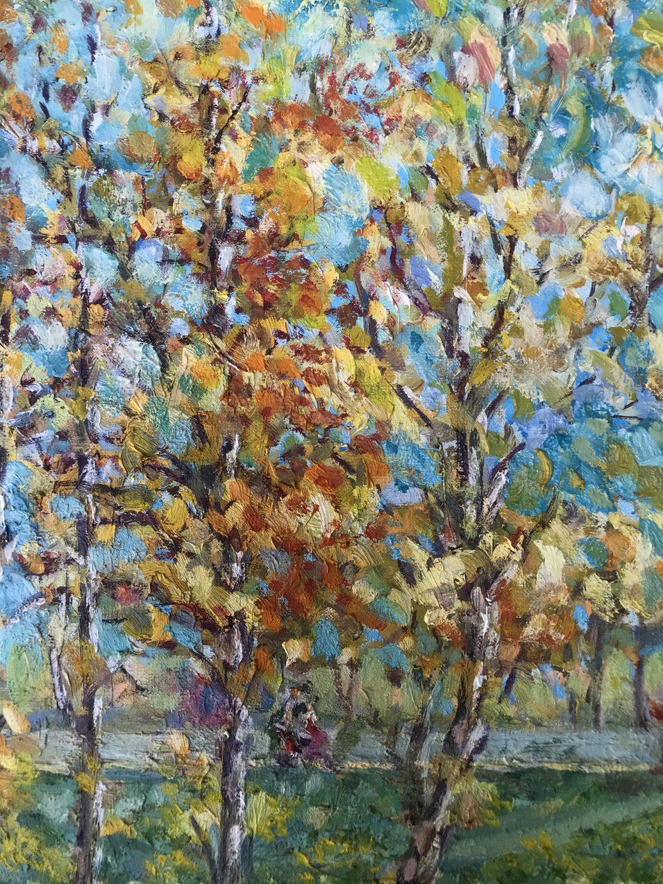 Autumn in the Park, Original oil Painting, Ready to Hang 6
