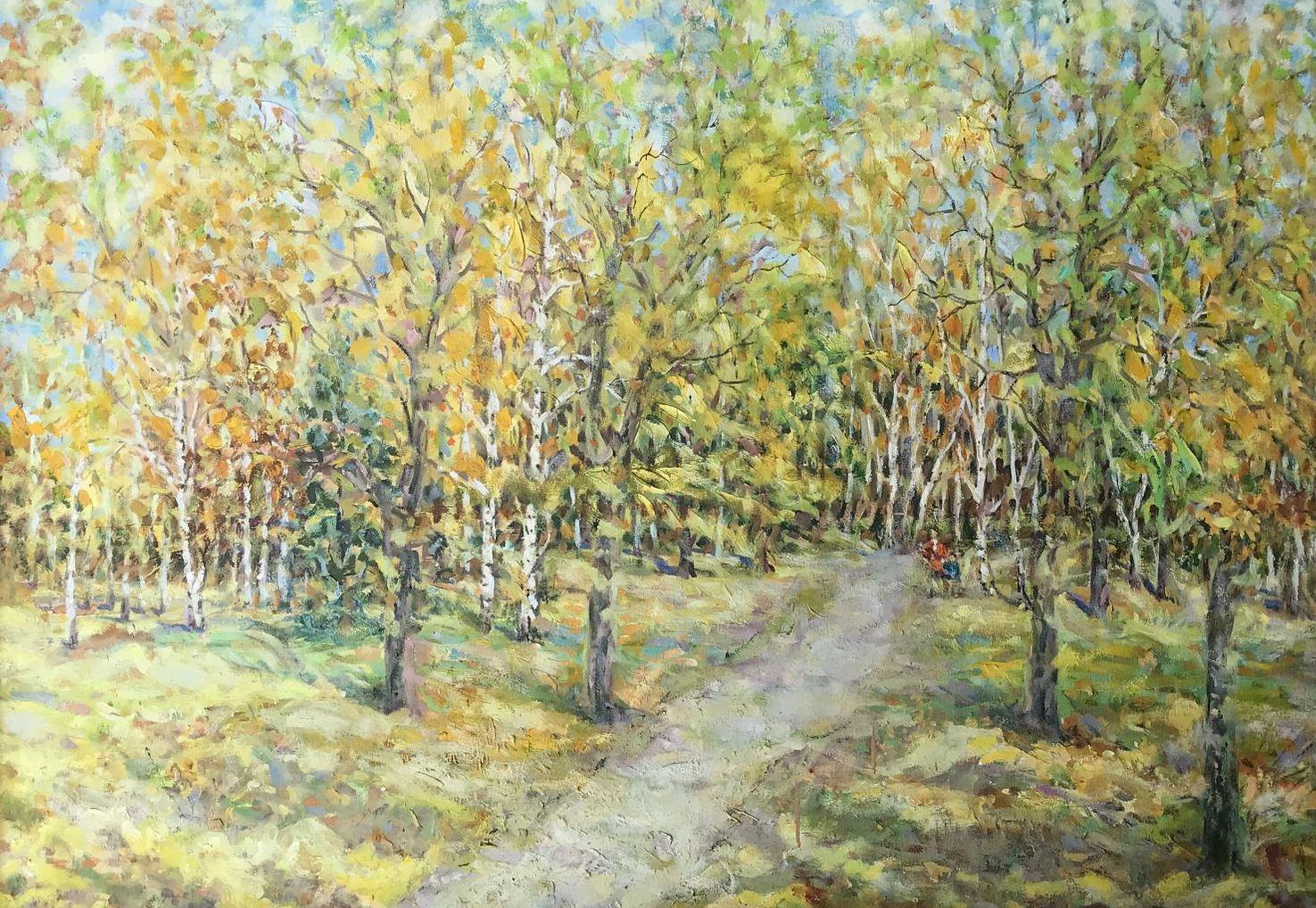 Ivan Shapoval Landscape Painting - Autumn in the Sumy Region, Original oil Painting, Ready to Hang
