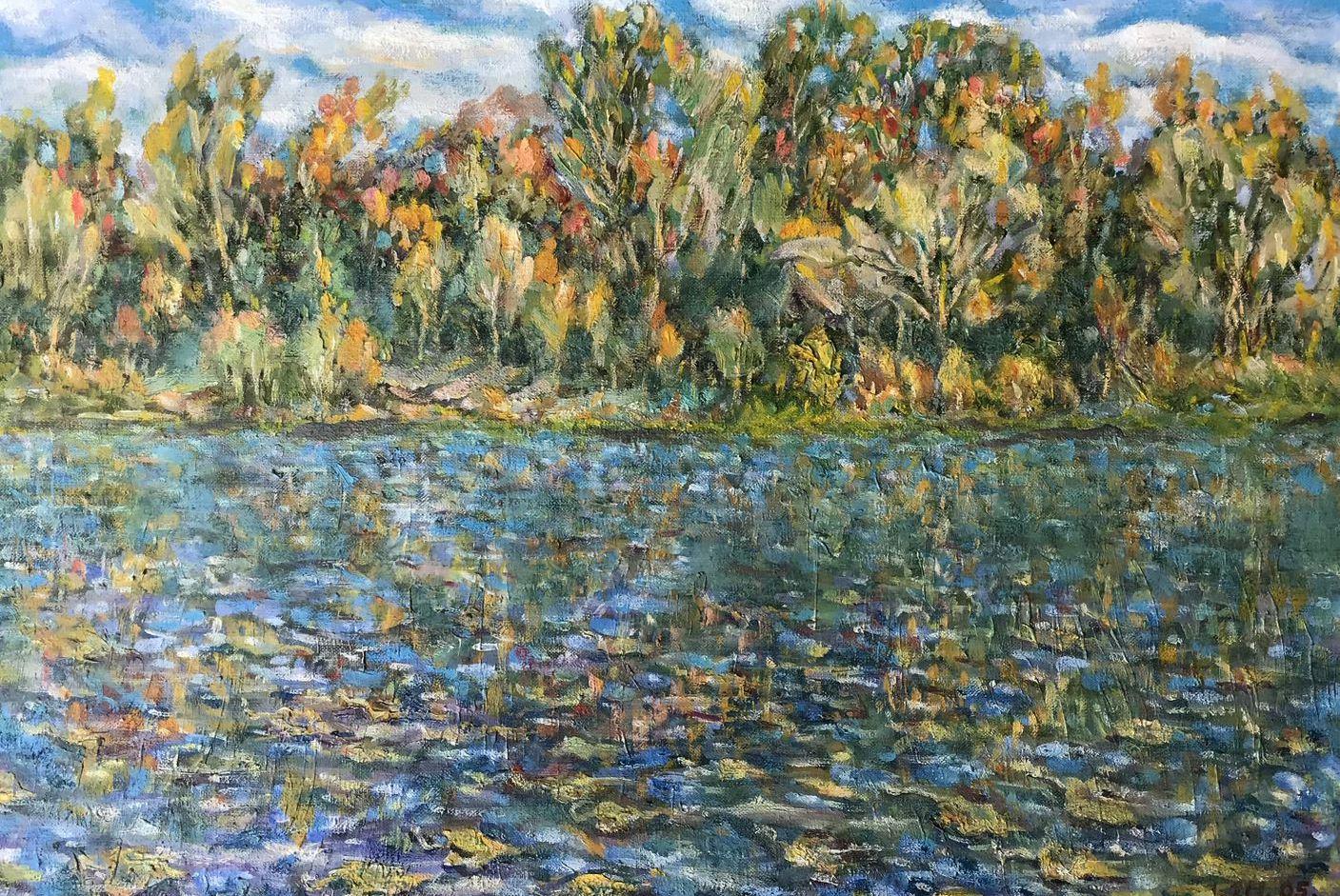 Ivan Shapoval Landscape Painting - Autumn is Coming, Original oil Painting, Canvas Art, Handmade, Ready to Hang