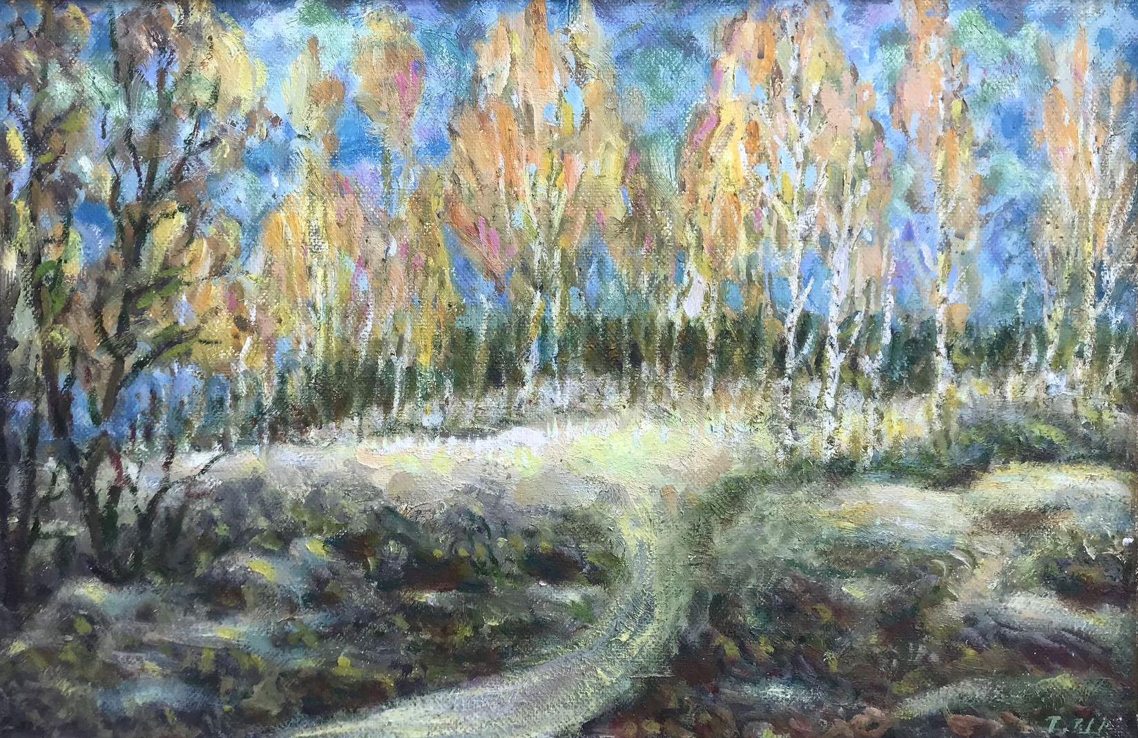 Ivan Shapoval Landscape Painting - Autumn Landscape, Original oil Painting, Ready to Hang
