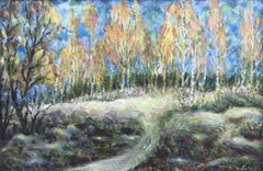Paysage d'automne, peinture à l'huile originale, prête à être accrochée