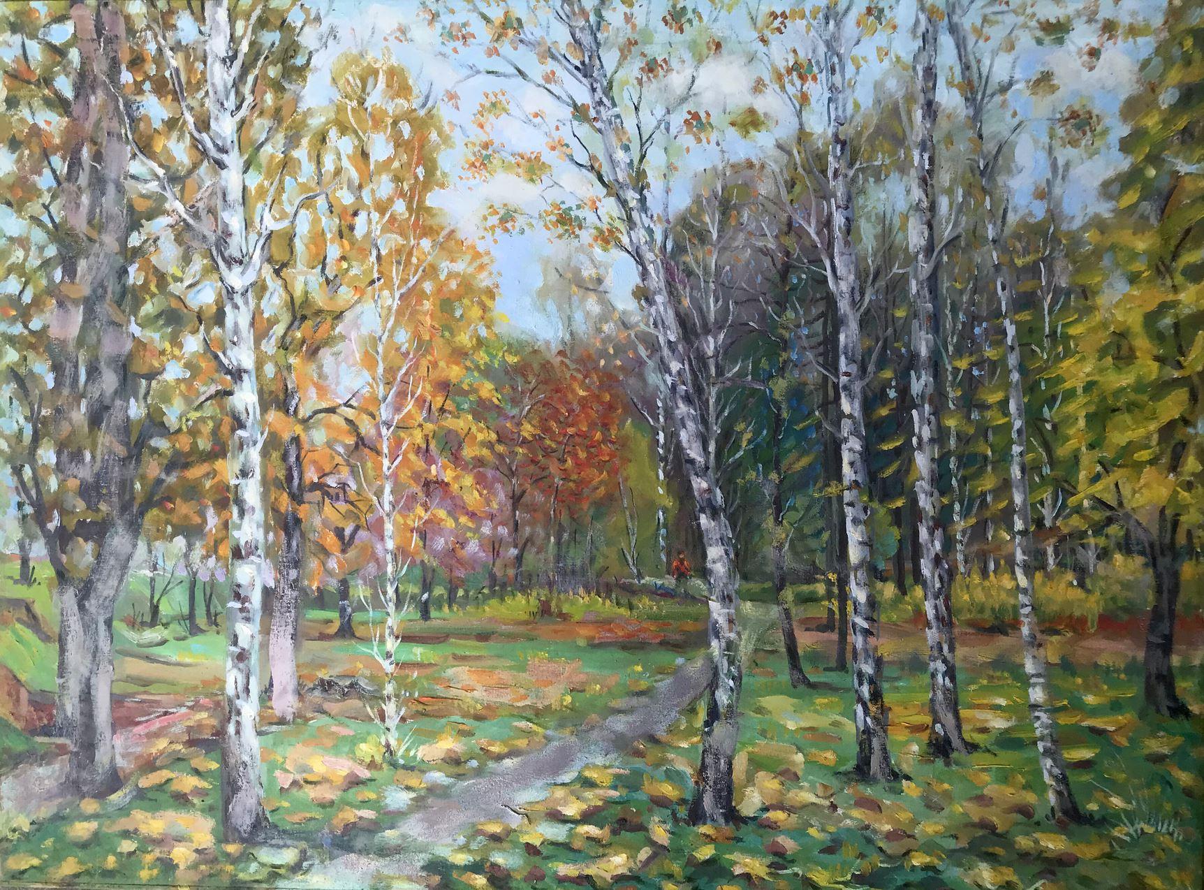 Ivan Shapoval Landscape Painting - Autumn, Landscape, Original oil Painting, Ready to Hang