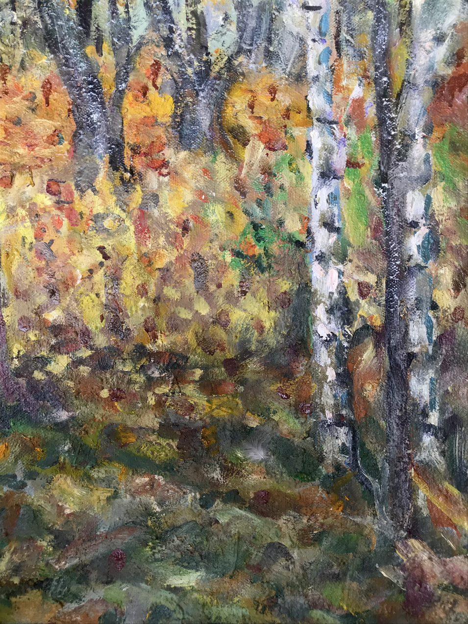 Autumn Motif, Impressionism, Original oil Painting, Ready to Hang For Sale 1