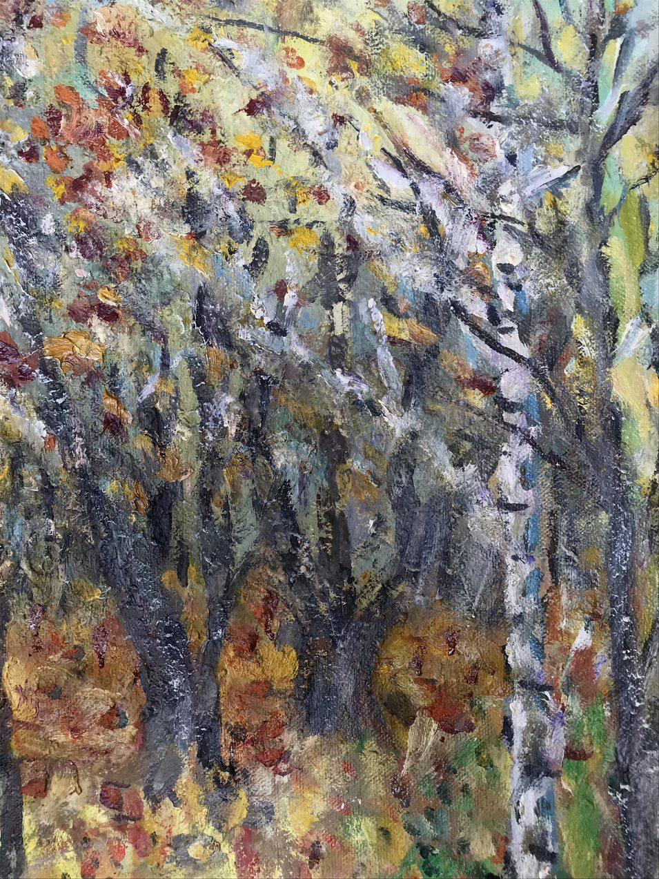 Autumn Motif, Impressionism, Original oil Painting, Ready to Hang For Sale 2