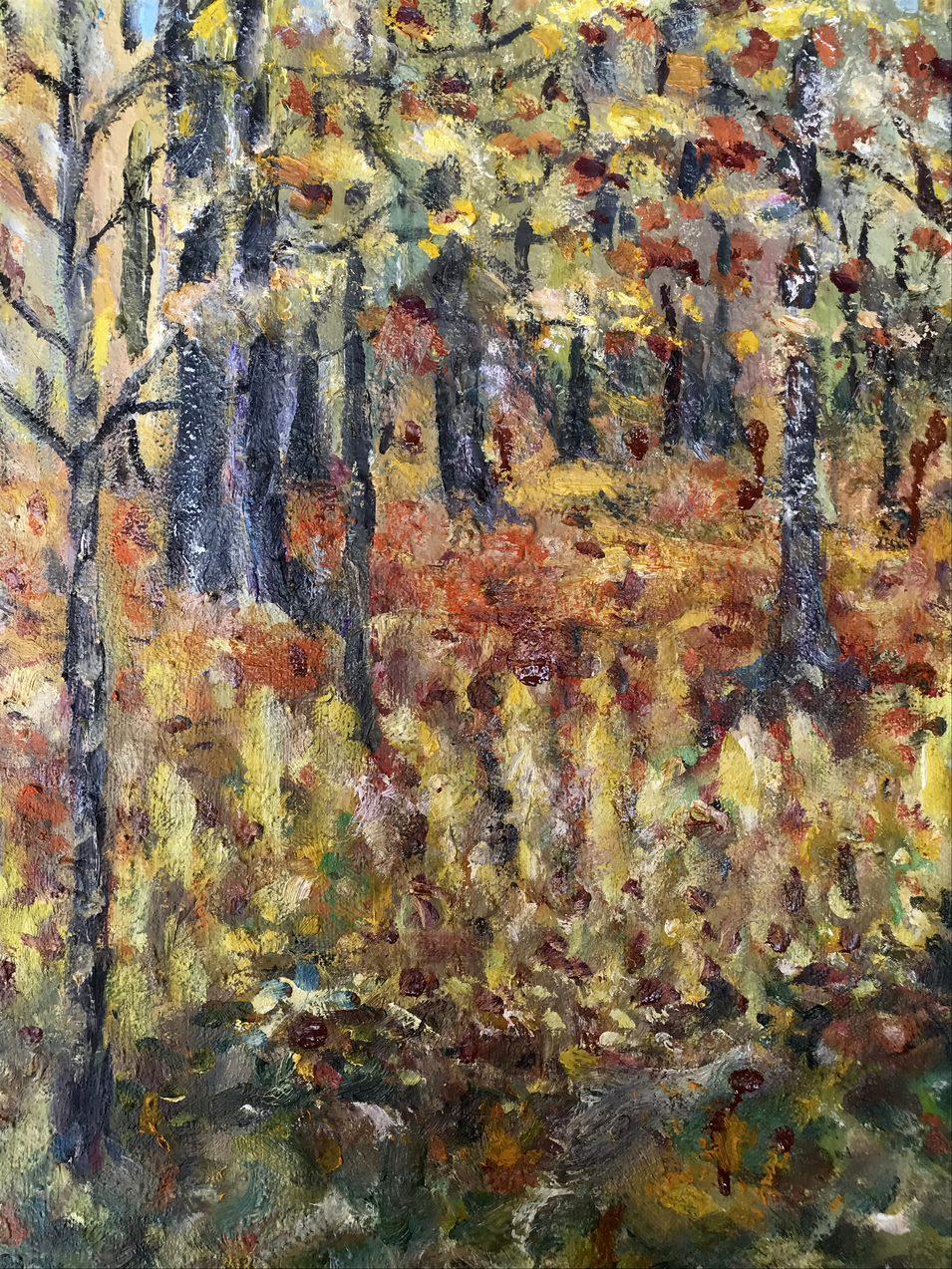 Autumn Motif, Impressionism, Original oil Painting, Ready to Hang For Sale 4