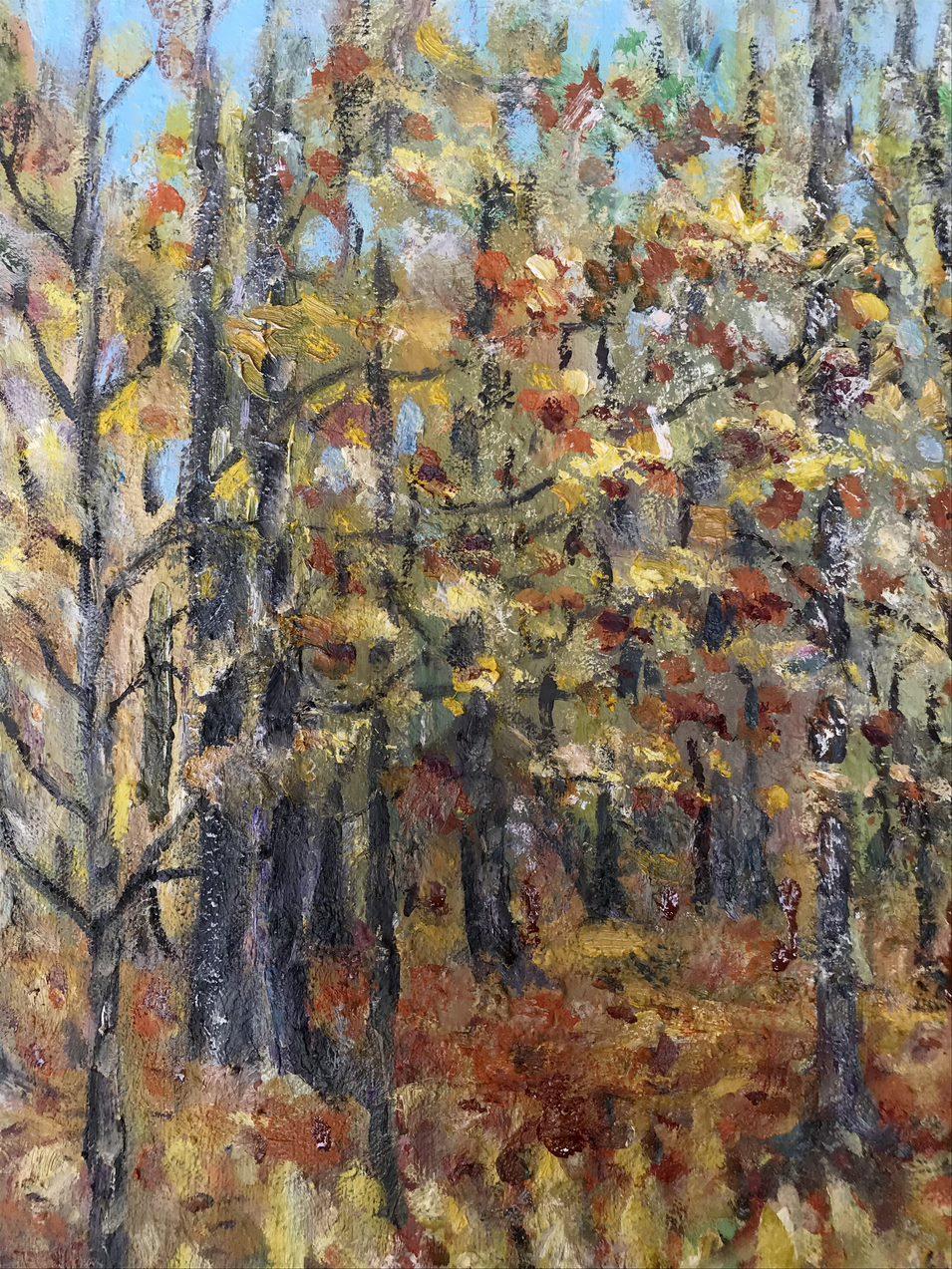 Autumn Motif, Impressionism, Original oil Painting, Ready to Hang For Sale 5