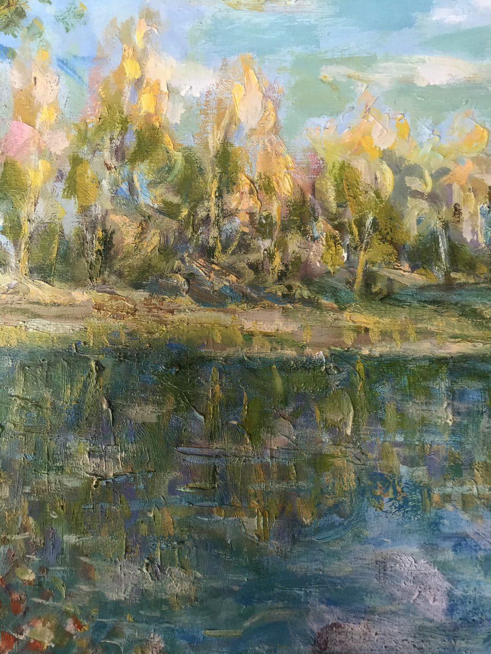 Autumn on the Psel, Impressionism, Original oil Painting, Ready to Hang For Sale 3