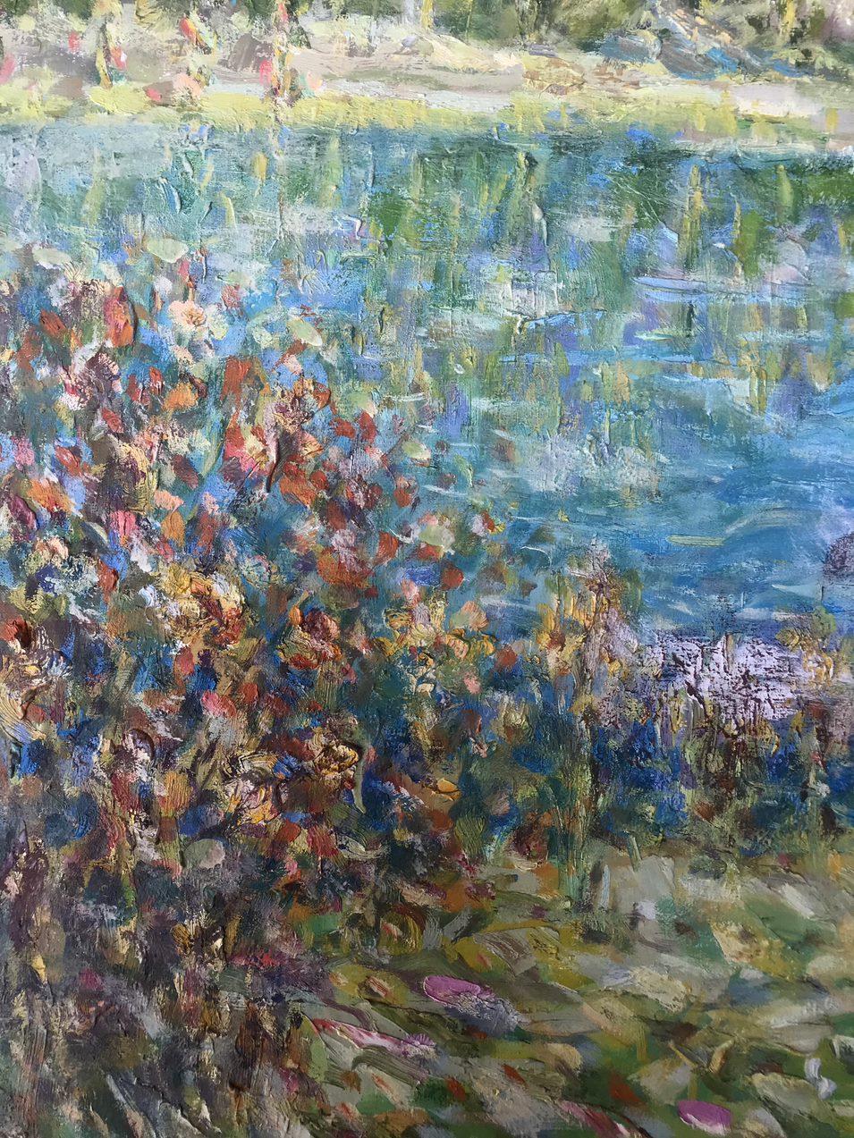 Autumn on the Psel, Impressionism, Original oil Painting, Ready to Hang For Sale 4