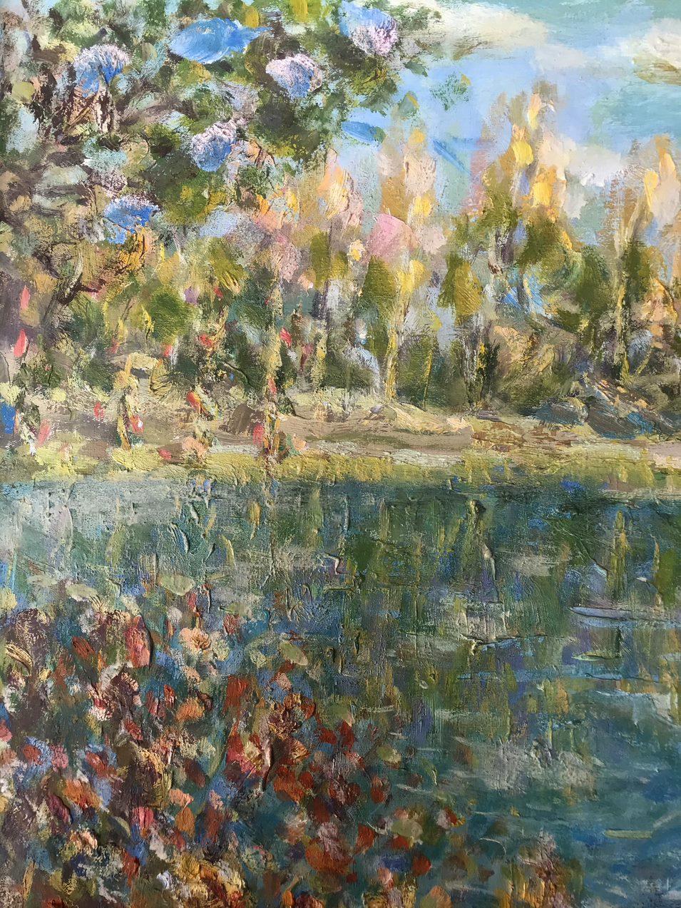 Autumn on the Psel, Impressionism, Original oil Painting, Ready to Hang For Sale 5