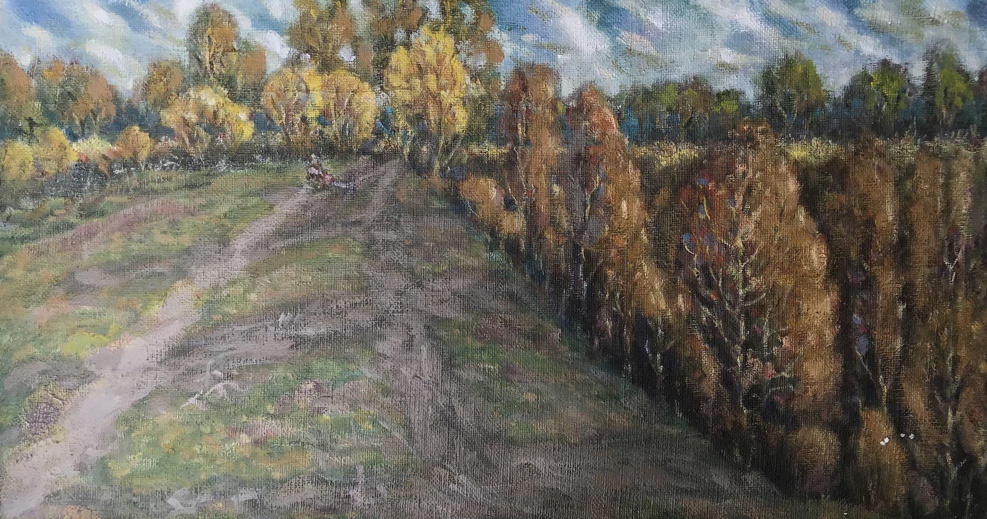 Ivan Shapoval Landscape Painting - Autumn, Original oil Painting, Handmade, Ready to Hang