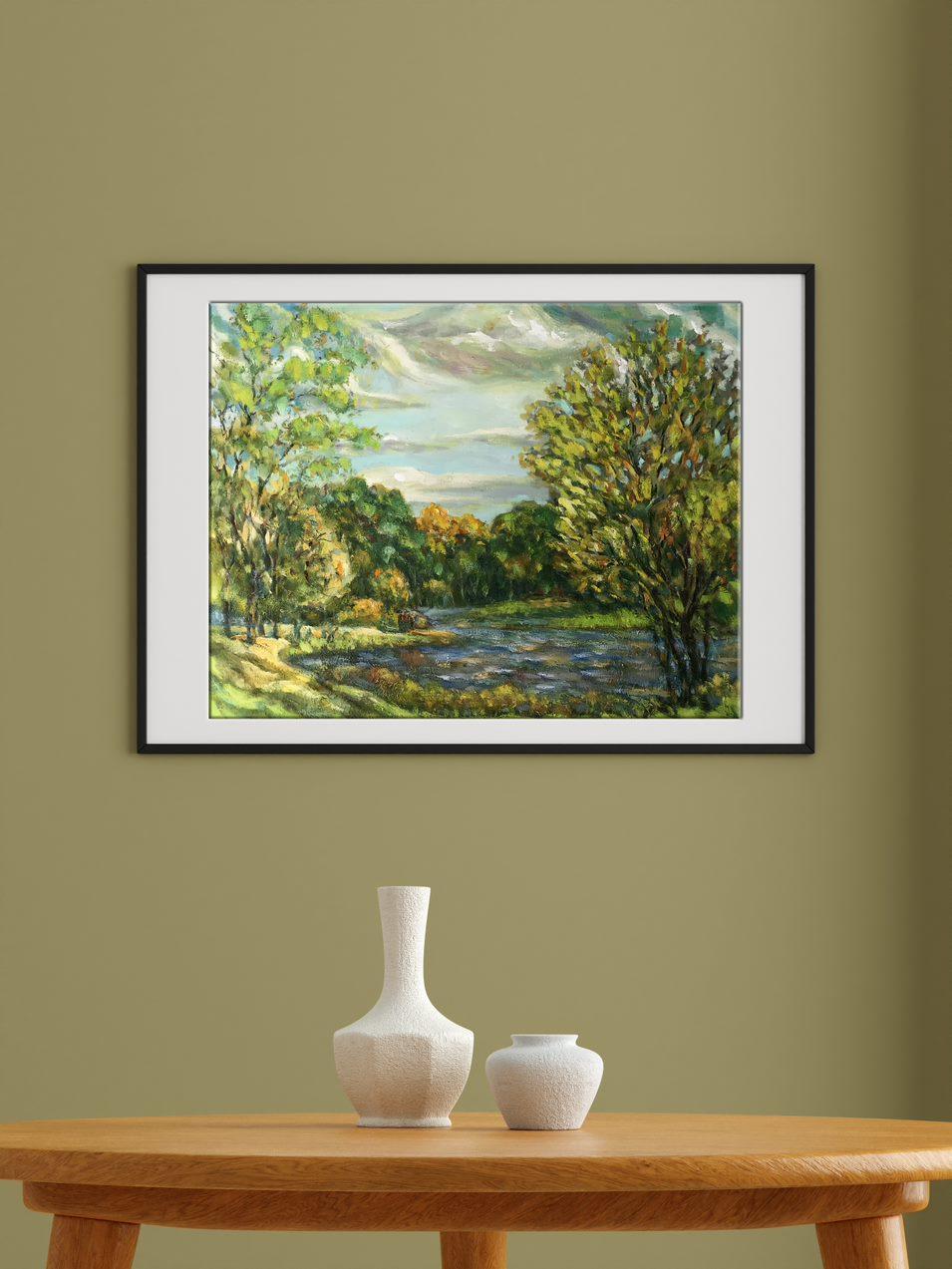 Basa Tract, paysage, peinture à l'huile originale, prête à accrocher en vente 1
