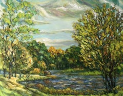 Basa Tract, Landschaft, Original-Ölgemälde in Öl, hängefertig