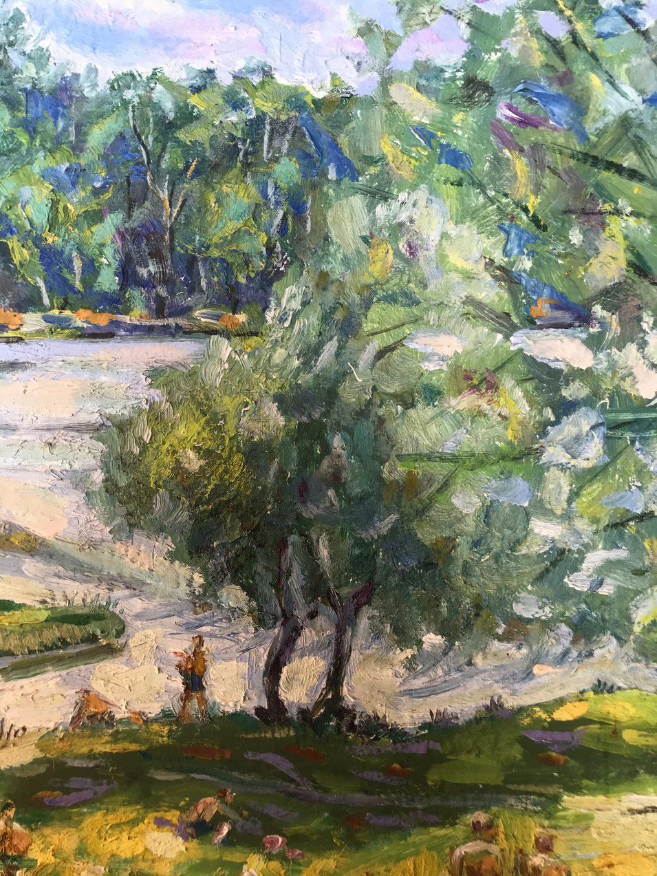Strandtag, Original-Ölgemälde, handgefertigt, hängefertig, hängefertig (Grau), Landscape Painting, von Ivan Shapoval