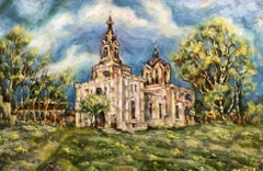 Church in Ryabushki, Original oil Painting, Ready to Hang