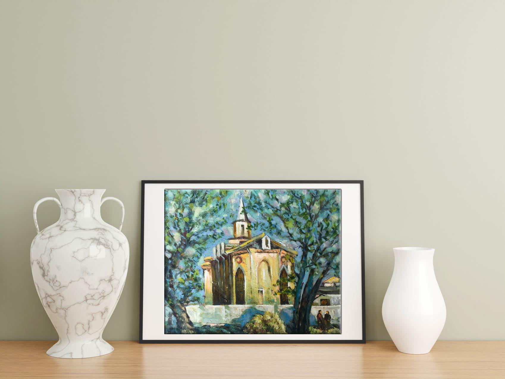 Church in Sumy, Original-Ölgemälde in Öl, hängefertig im Angebot 2