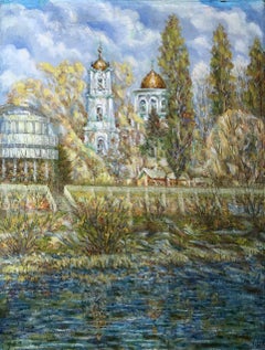 Glorious City of Sumy, landscape Original oil Painting, Ready to Hang