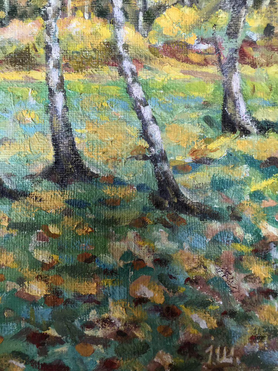 Golden Autumn, Landscape, Original oil Painting, Ready to Hang For Sale 1