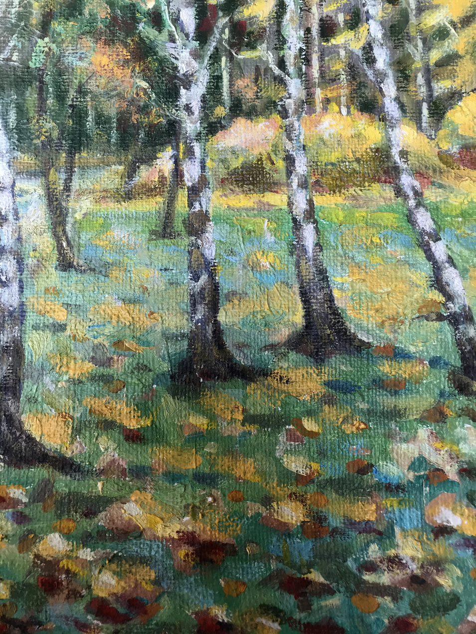 Golden Autumn, Landscape, Original oil Painting, Ready to Hang For Sale 2