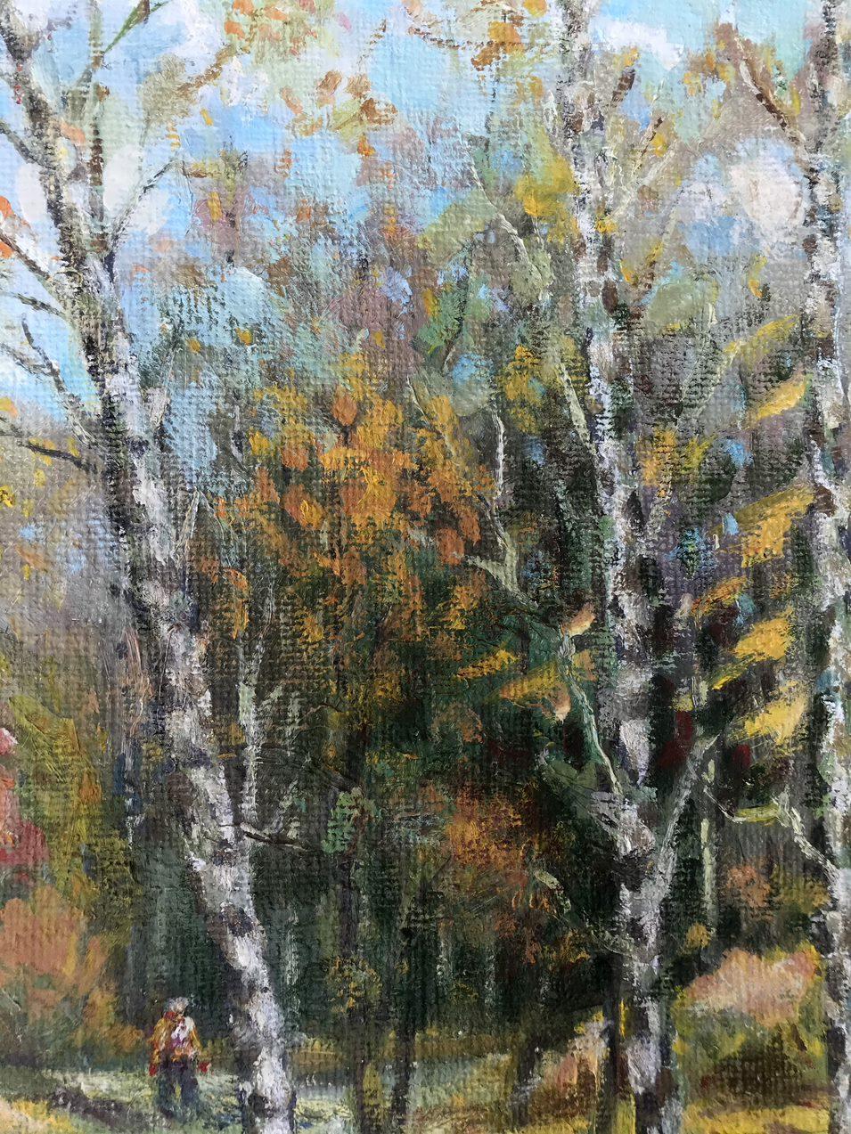 Golden Autumn, Landscape, Original oil Painting, Ready to Hang For Sale 3