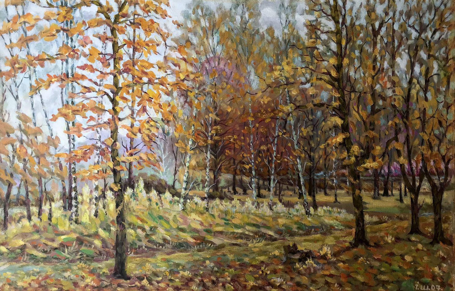 Ivan Shapoval Landscape Painting – Goldener Herbst, Landschaft, Original-Ölgemälde, handgefertigt, hängefertig