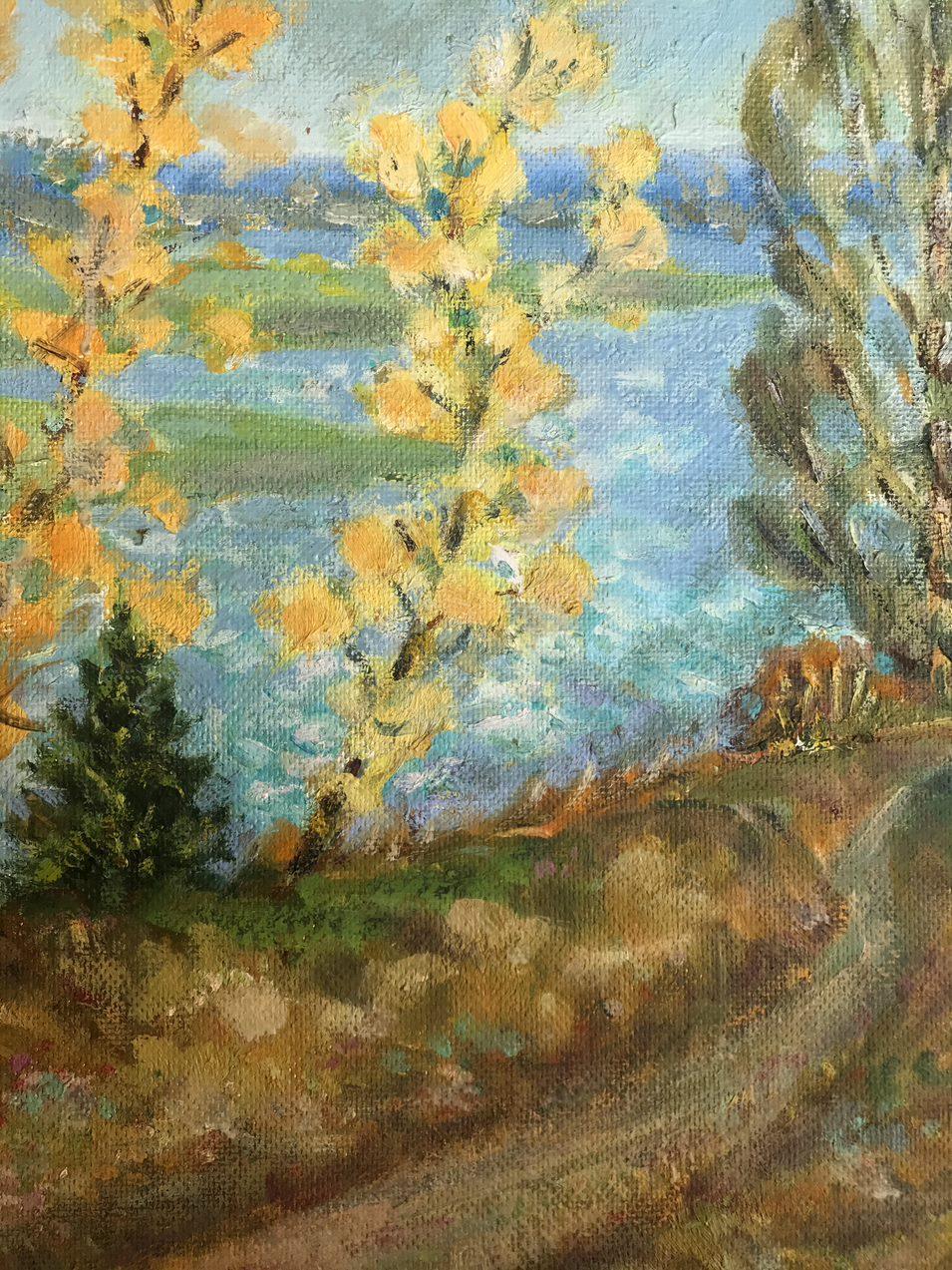 Golden Autumn, Original oil Painting, Ready to Hang For Sale 3