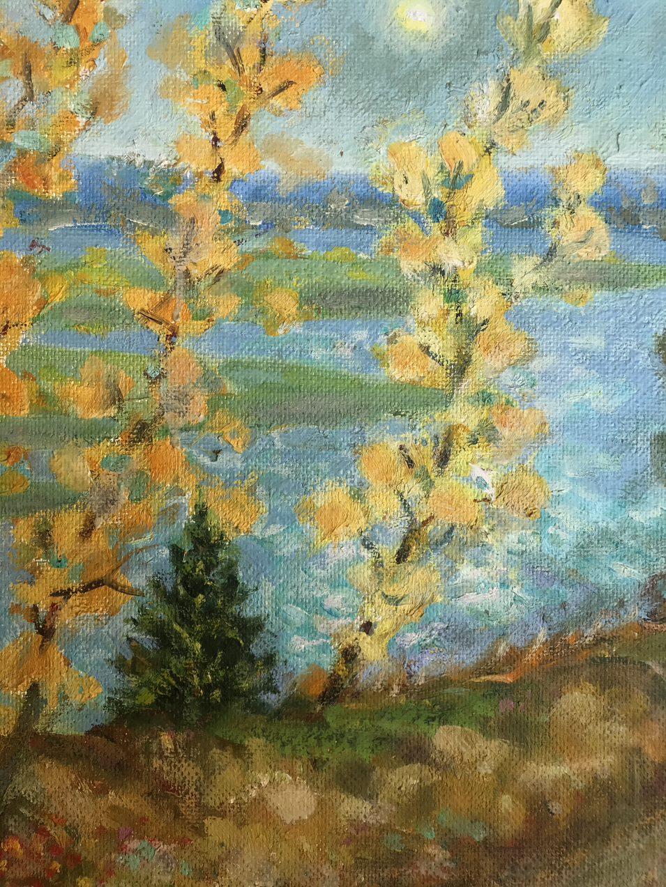 Golden Autumn, Original oil Painting, Ready to Hang For Sale 4