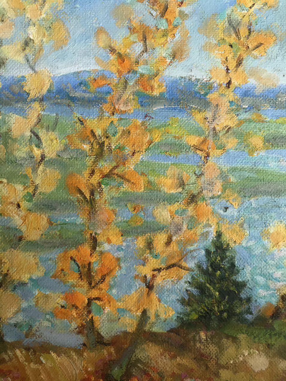 Golden Autumn, Original oil Painting, Ready to Hang For Sale 5