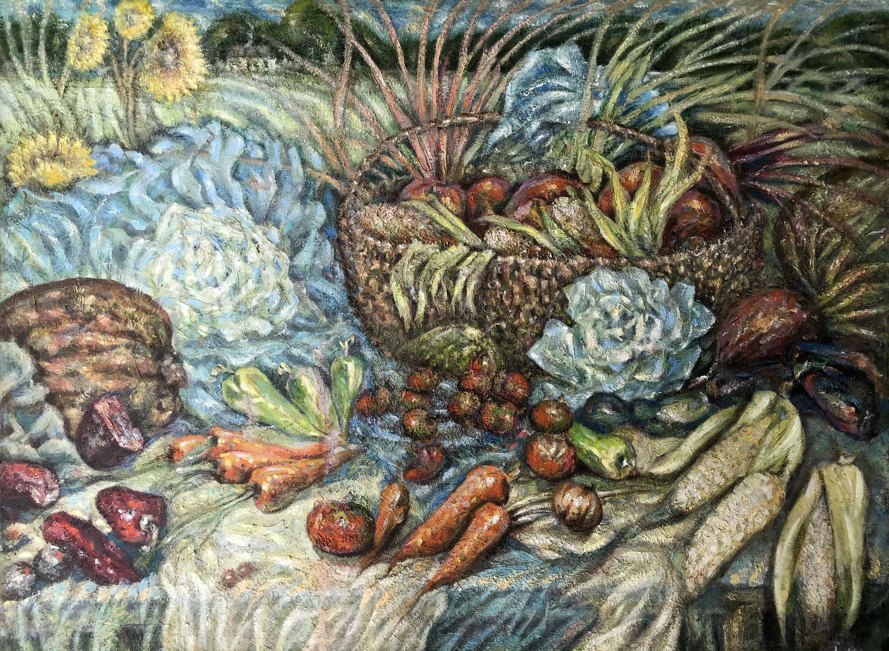 Récolte, nature morte, peinture à l'huile originale, prête à être accrochée