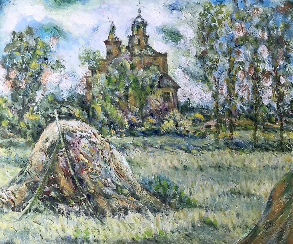 Church Intercession, peinture à l'huile originale, prête à être accrochée - Impressionnisme Painting par Ivan Shapoval