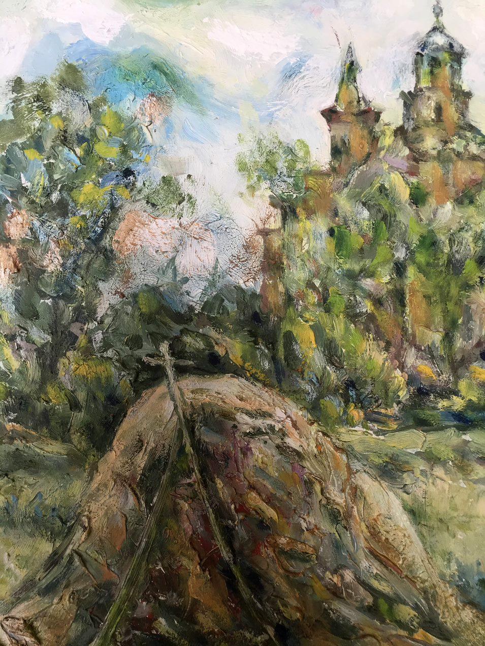 Intercession Church, Landscape, Original oil Painting, Ready to Hang For Sale 2
