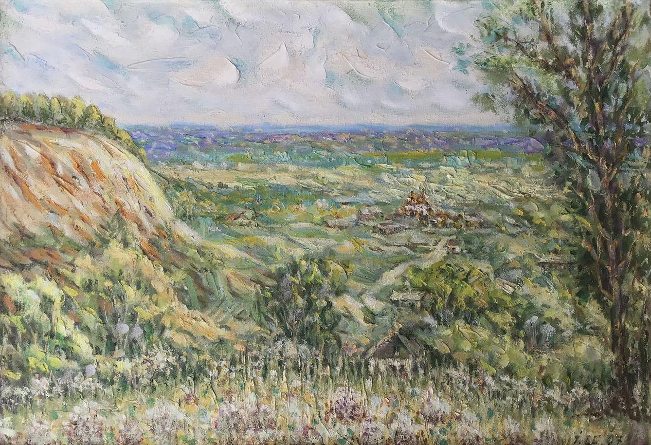 Ivan Shapoval Landscape Painting - Lebedinsky Region, Original oil Painting, Handmade, Ready to Hang