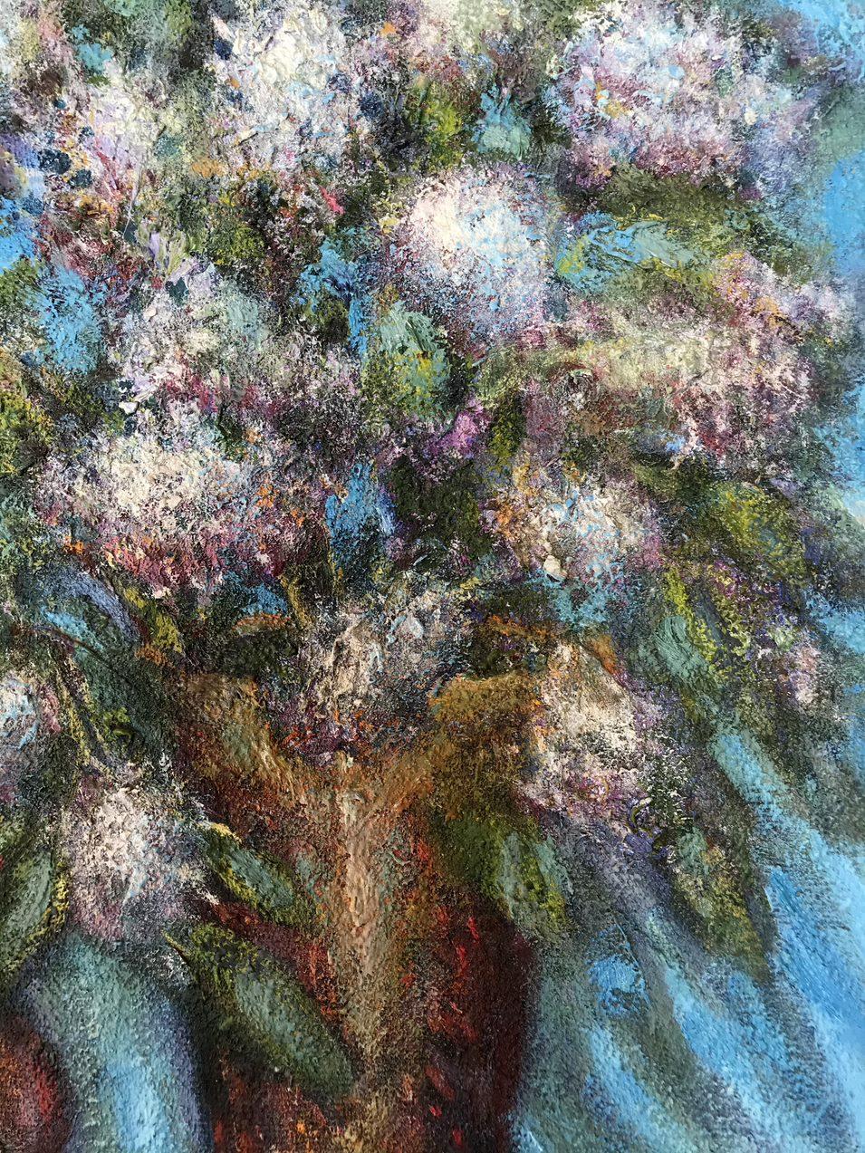 Lilac, Flowers, Original oil Painting, Canvas Art, Handmade, Ready to Hang For Sale 3