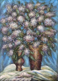 Used Lilac, Flowers, Original oil Painting, Canvas Art, Handmade, Ready to Hang