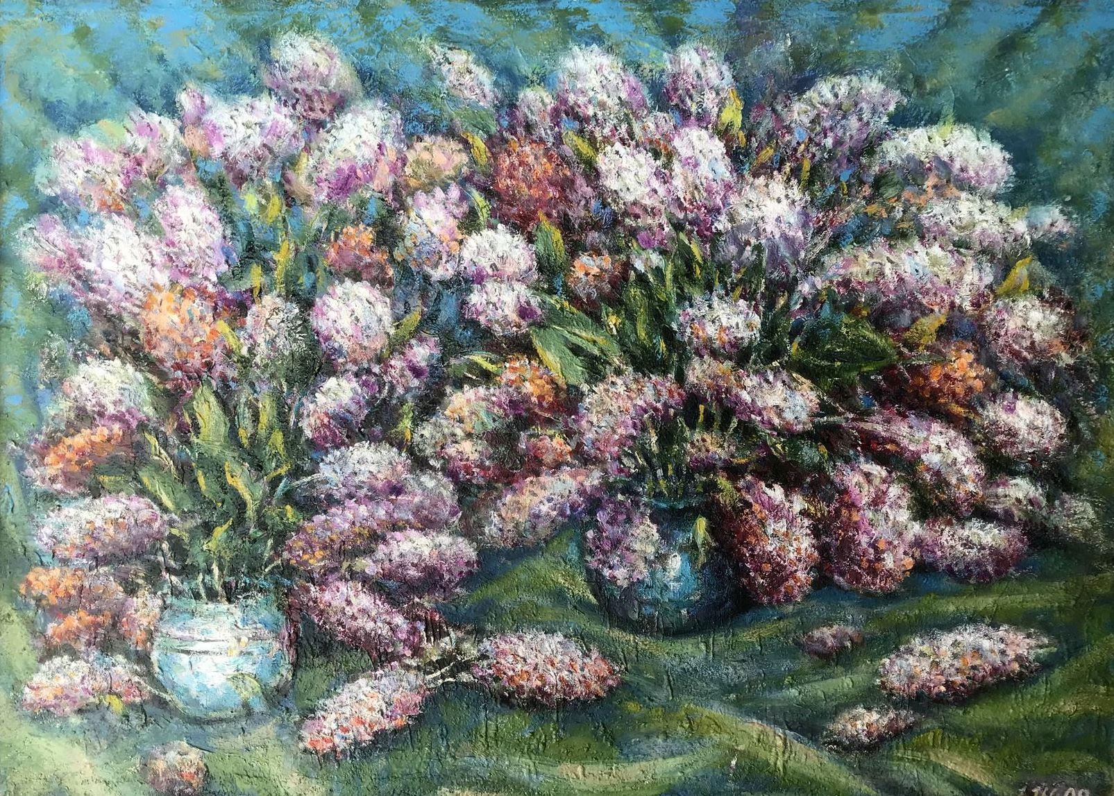 Ivan Shapoval Still-Life Painting - Lilac Idyll, Original oil Painting, Ready to Hang