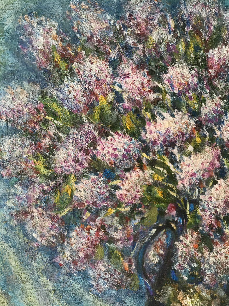 Lilac, flowers, Original oil Painting, Ready to Hang For Sale 1