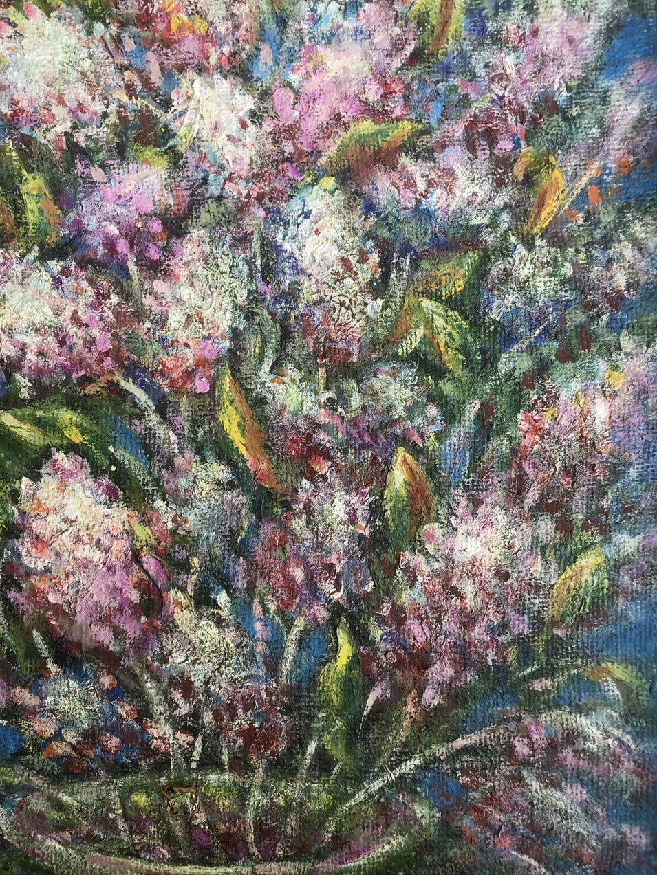 Lilac, flowers, Original oil Painting, Ready to Hang For Sale 1