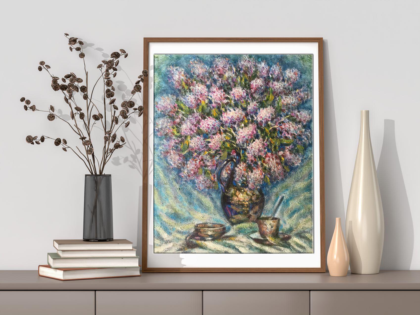 Lilac, flowers, Original oil Painting, Ready to Hang For Sale 3