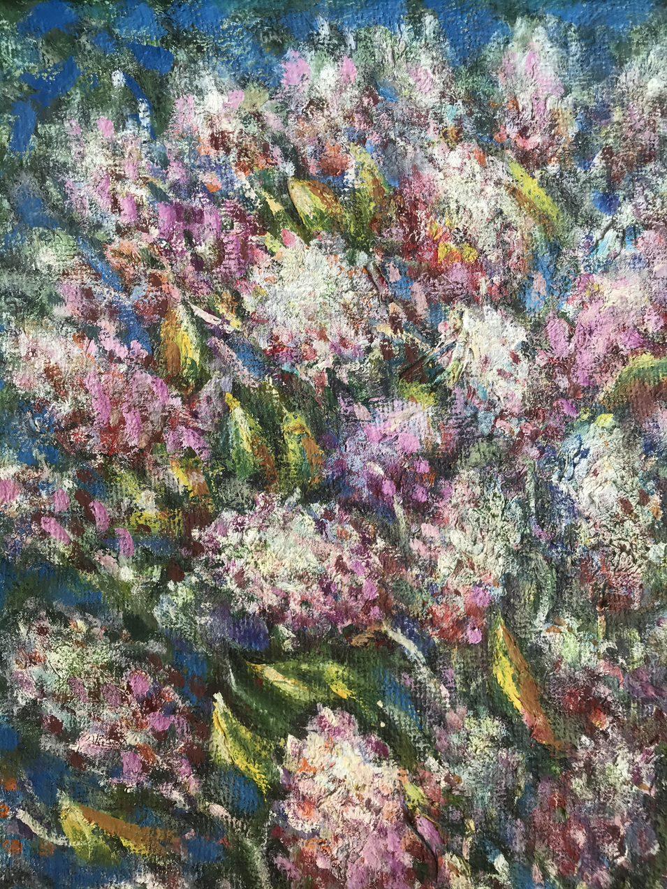 Lilac, flowers, Original oil Painting, Ready to Hang For Sale 4
