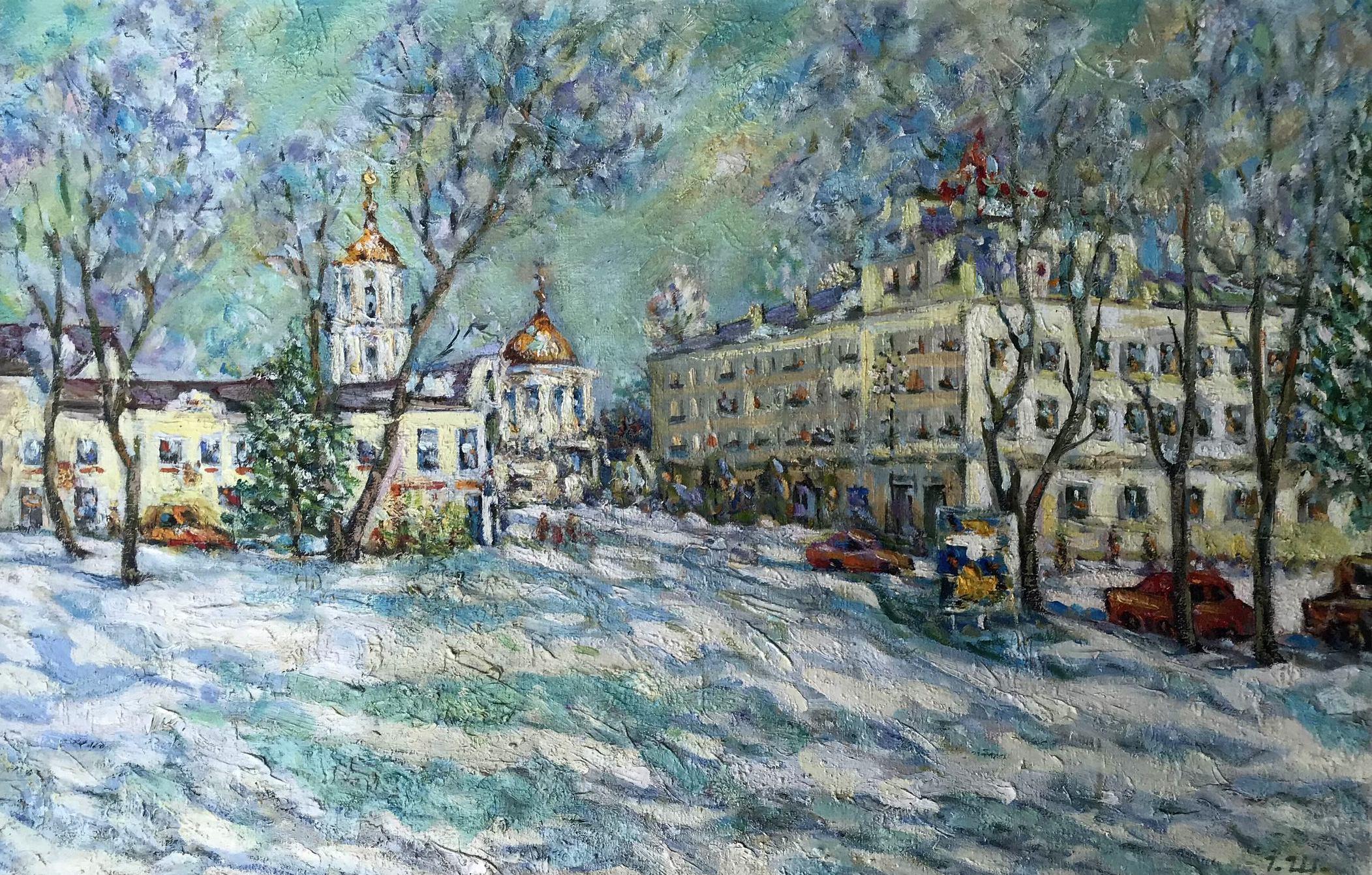 Ivan Shapoval Landscape Painting - My Hometown, Original oil Painting, Ready to Hang