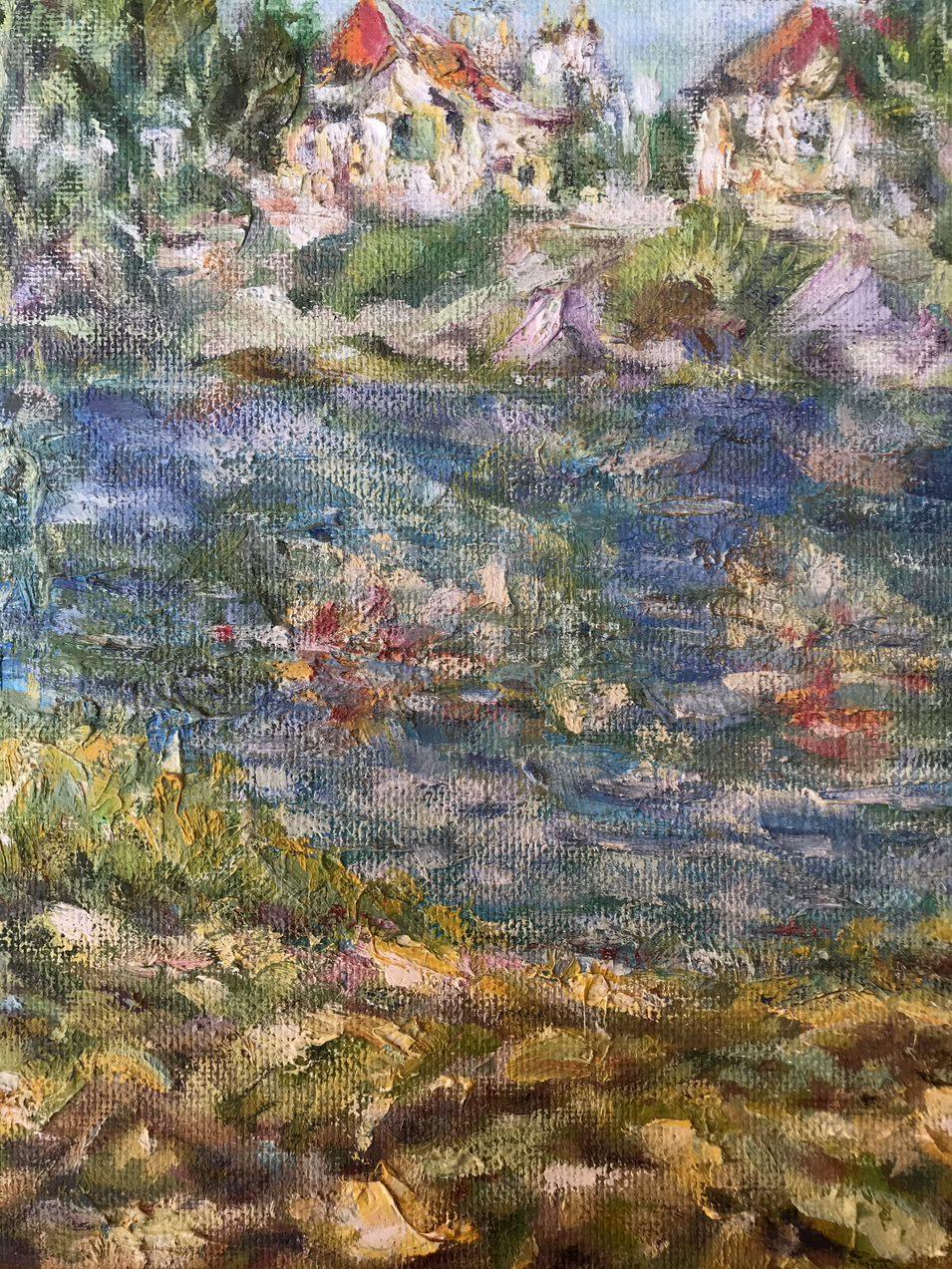 Artist: Shapoval Ivan Leontyevich
Work: Original oil painting, handmade artwork, one of a kind 
Medium: Oil on Cardboard
Style: Impressionism
Year: 2011
Title: Near the River Psel
Size: 15.5