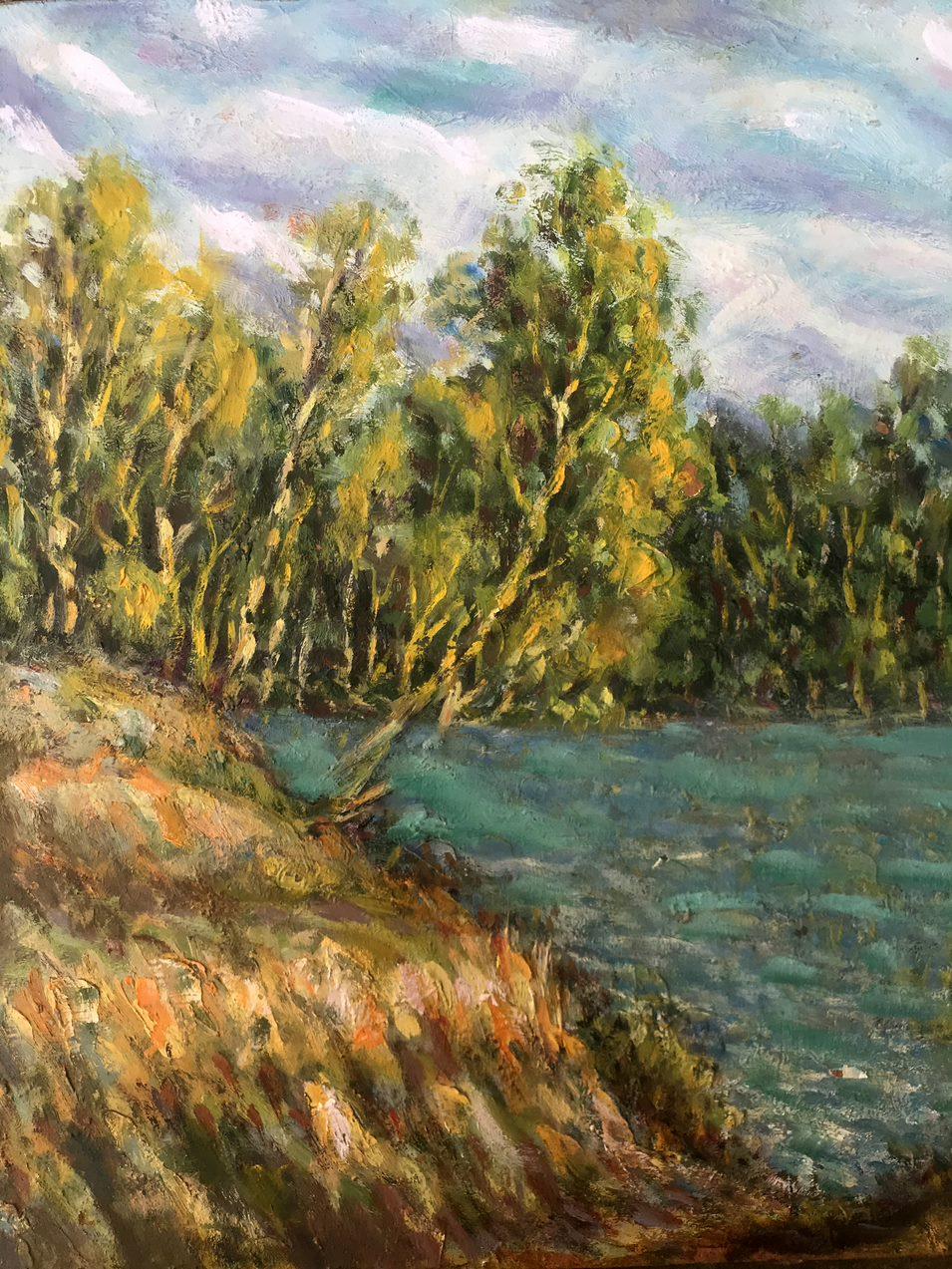 On Psla, landscape Original oil Painting, Ready to Hang For Sale 1