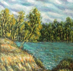Su Psla, paesaggio Pittura ad olio originale, pronta da appendere
