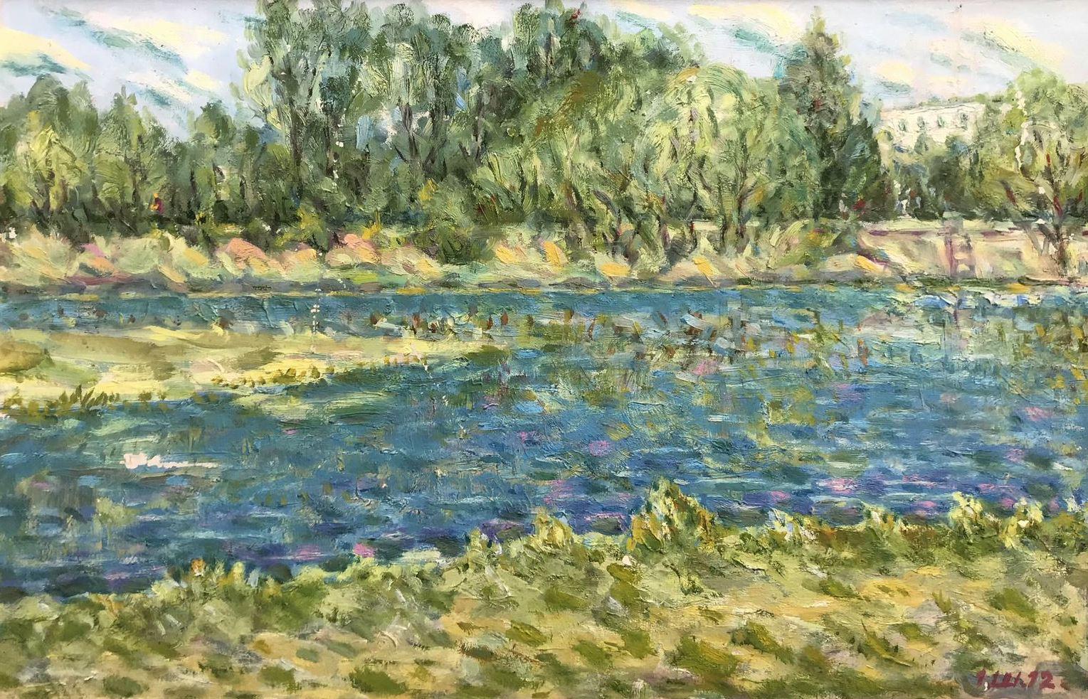 Ivan Shapoval Landscape Painting - On the Psel, Impressionism, Original oil Painting, Ready to Hang