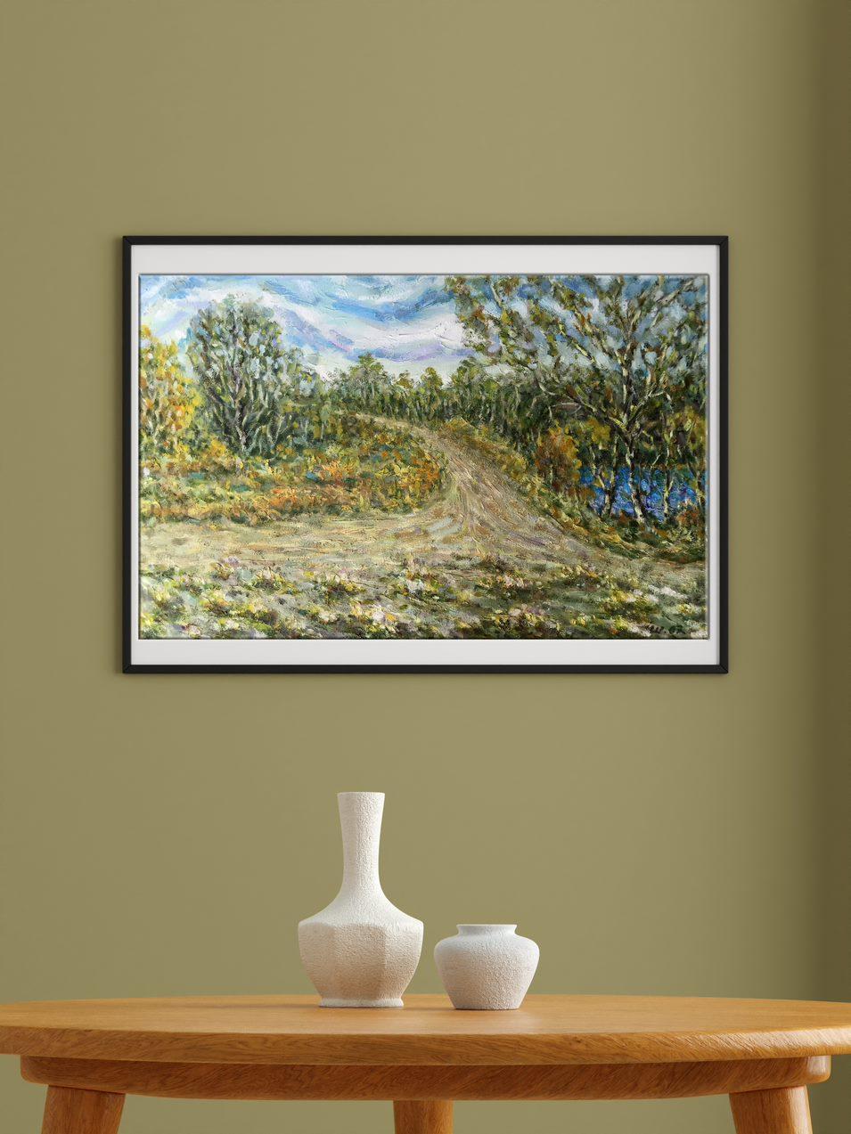 Rural Road, Landscape, Original oil Painting, Handmade, Ready to Hang For Sale 5