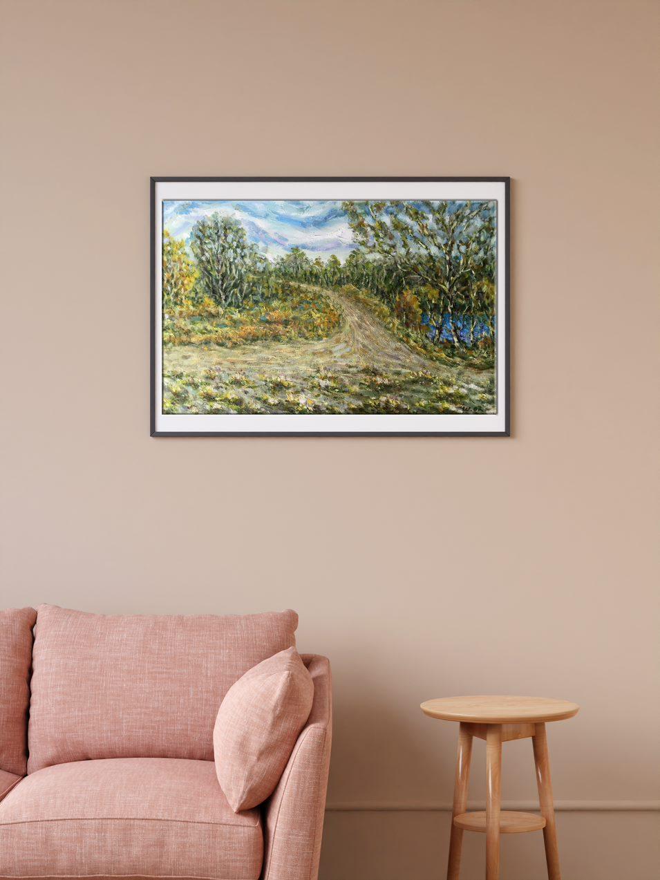 Rural Road, Landscape, Original oil Painting, Handmade, Ready to Hang For Sale 6