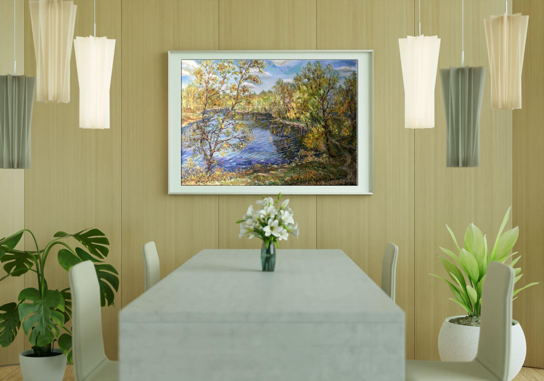 Frühjahr, Landschaftskunst, Original-Ölgemälde in Öl, hängefertig im Angebot 6